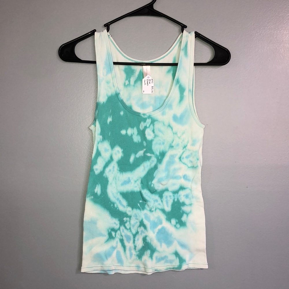 Teal tie-dye tank top